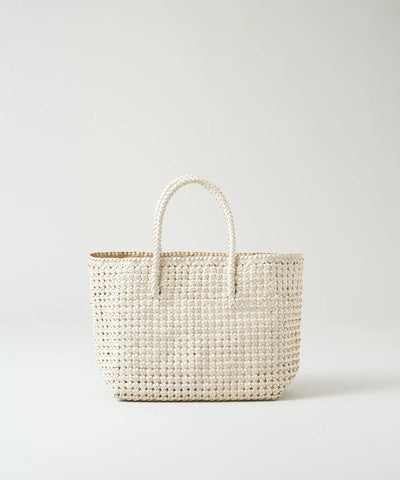 Basket tote bag S (oatmeal) / goatskin