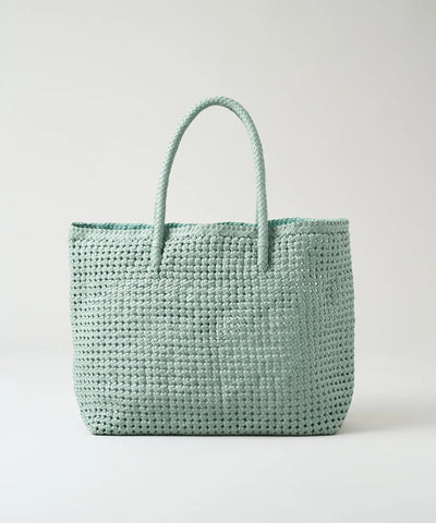 Basket tote bag L (sage green) / goatskin
