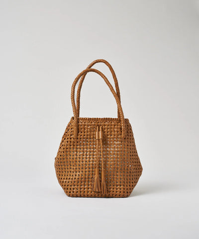 Tassel tote bag - Camel / goatskin Goat mesh