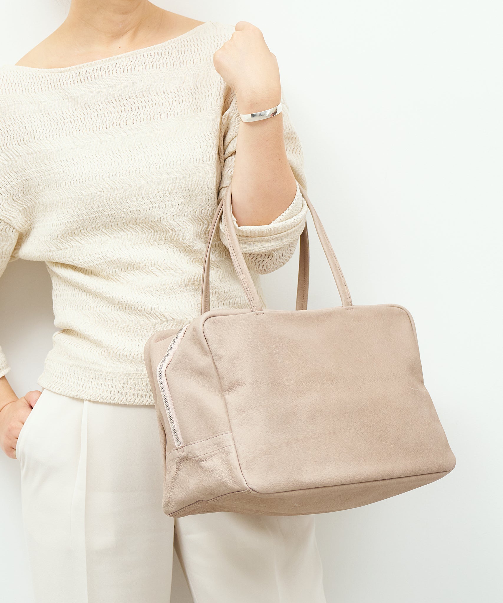 Japanese Leather Square Bag with Zipper - Simple