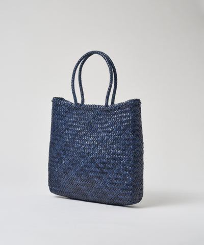 Mercado shopper bag - Navy blue / cowhide Buffalo mesh