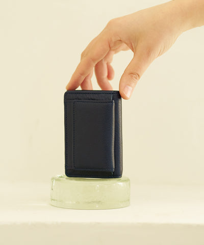 Mini wallet - Indigo blue / cowhide Baby buffalo