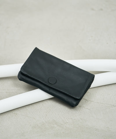 Flap Wallet - Black / goatskin Bare