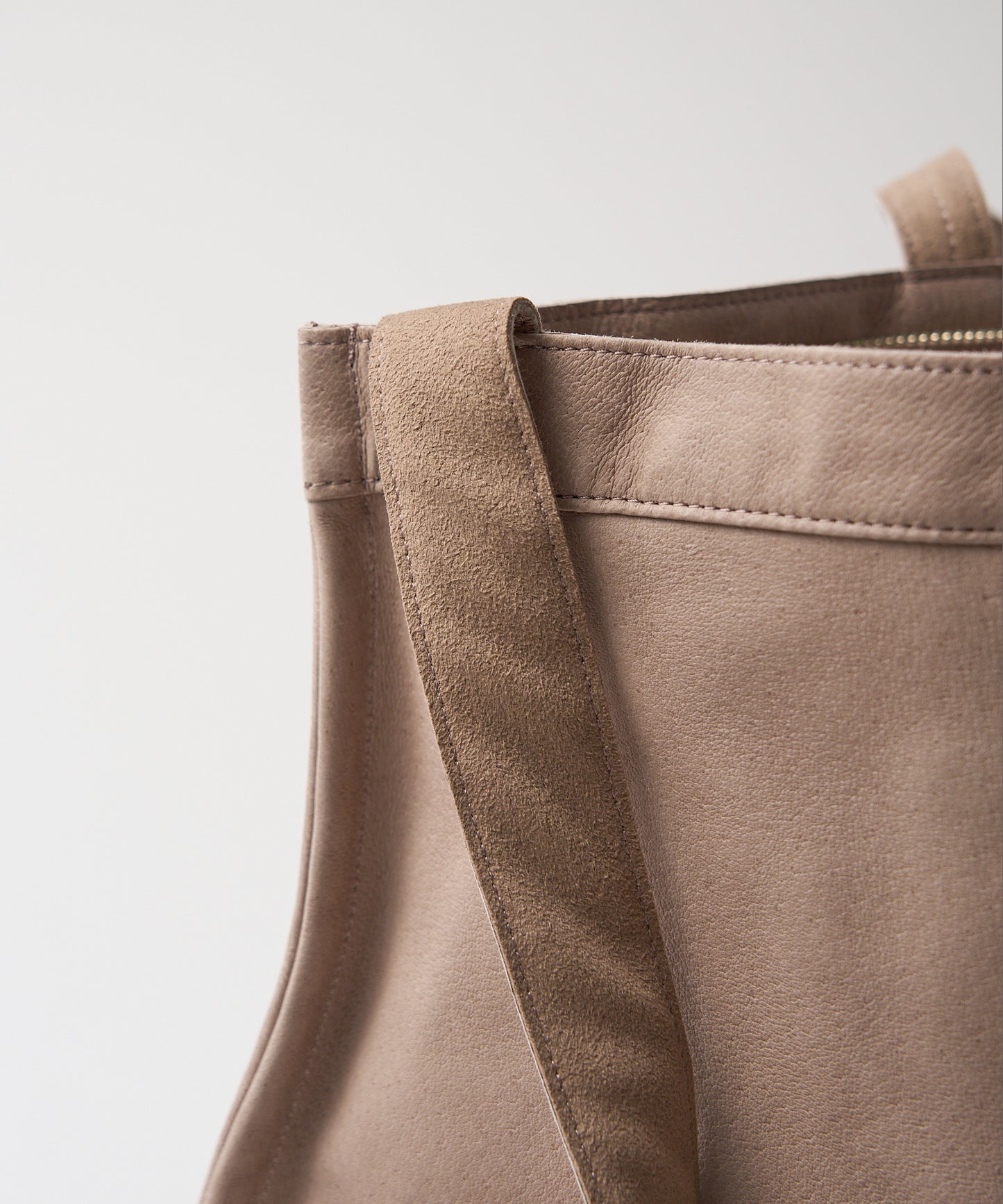 #30/ Basic zip tote Bag (pink beige) / pigskin "HALLIE"