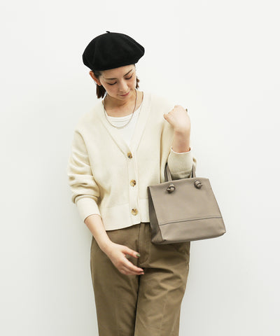 #51b《SALE 30%》Mini shopper (almond gray) / cowhide
