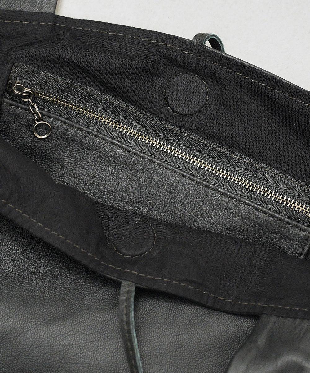 Dachs tote bag M (dark brown) / goatskin "BARE" - REN WEB SHOP