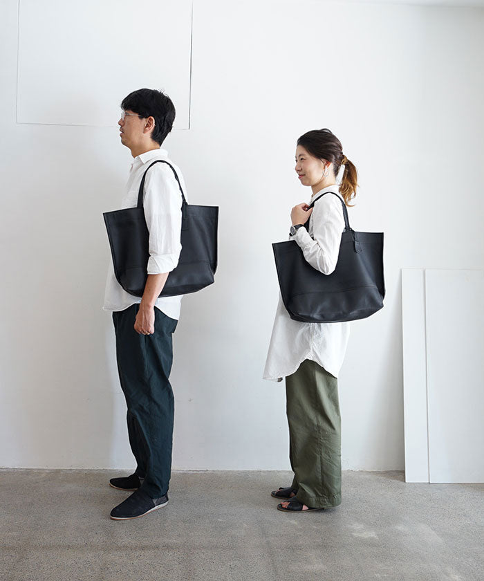 #52b/ Wide tote bag L (ivory) / cowhide "VALENCIA"