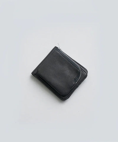 Patch pocket wallet - Black / cowhide Baby buffalo