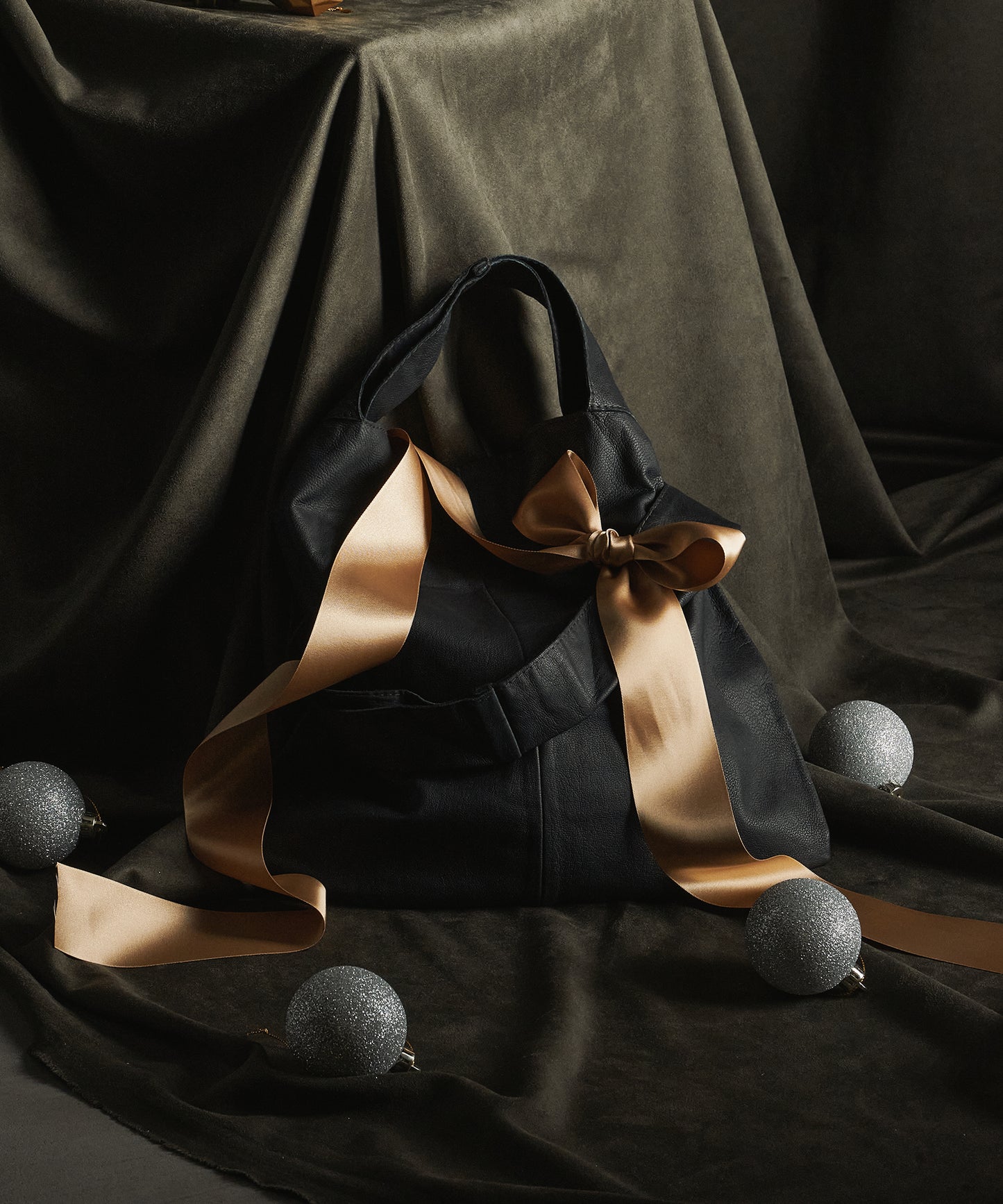 #11/ 2way Reji-bukuro S (black) / goatskin "BARE"