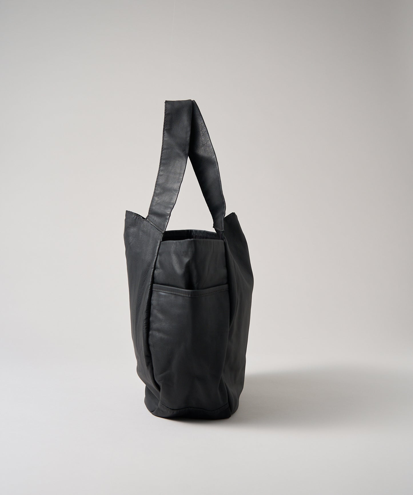 #11 / Pumpkin sack (black) / goatskin "BARE"