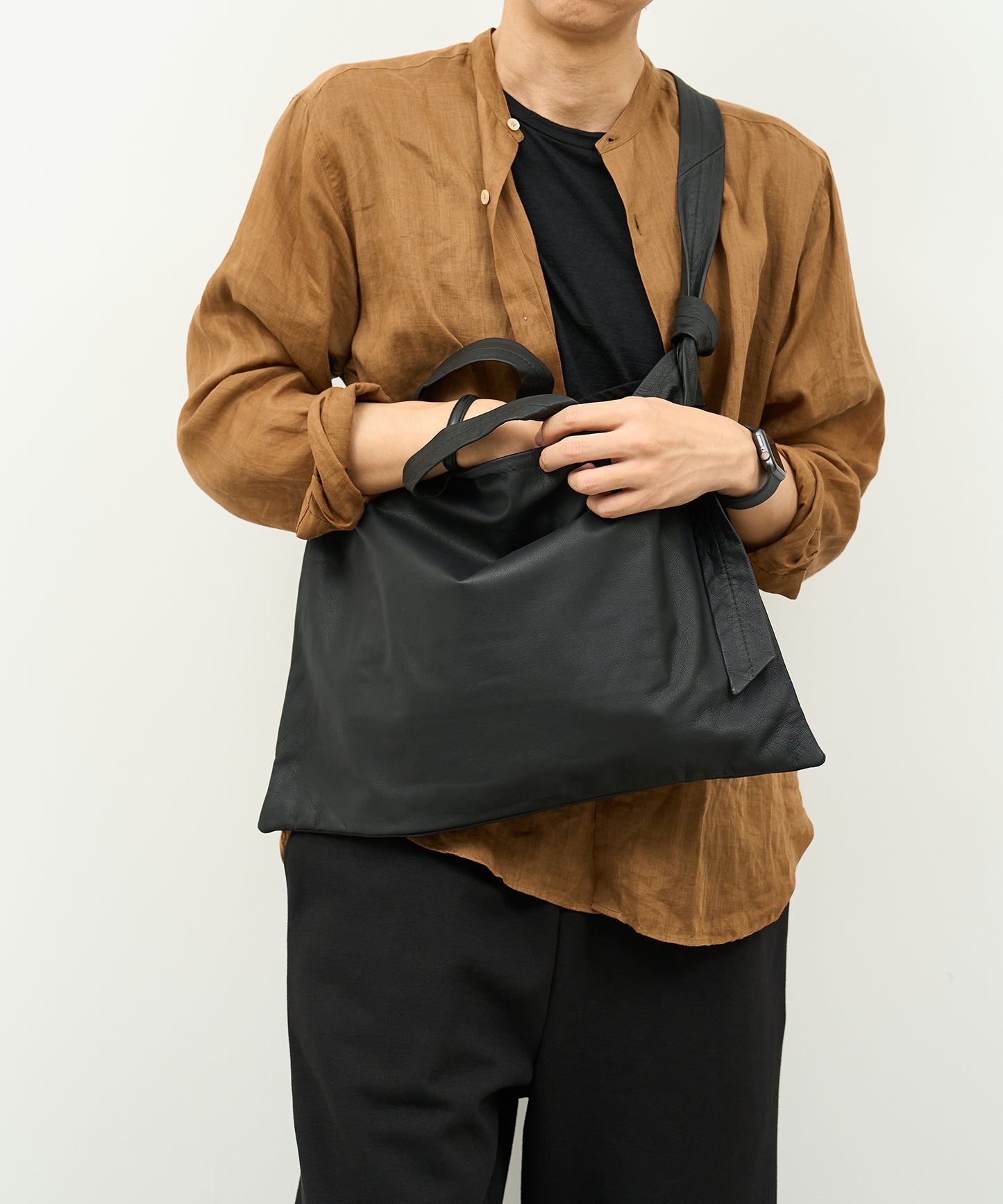 #11 / 2way Square shoulder bag M (black)  / goatskin "BARE"