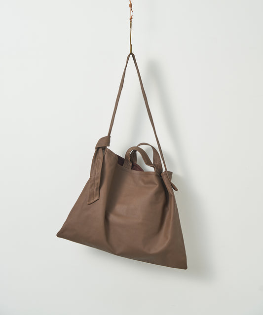 #11/ 2way Square shoulder bag M (dark brown)  / goatskin "BARE"