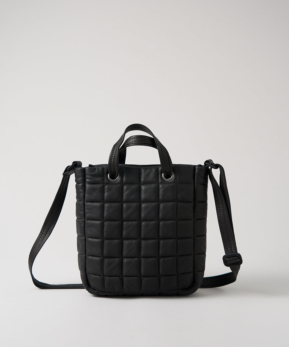 #11 / Grid 2way tote (black) / goatskin "BARE"