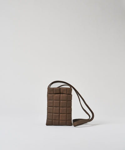 #12b / Grid Mobile shoulder bag (dark brown) / goatskin 