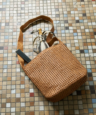 Box shoulder bag - Camel / goatskin Goat mesh