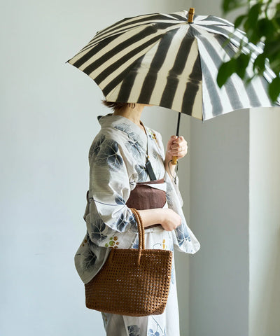 Basket tote bag S - Camel / goatskin Goat mesh