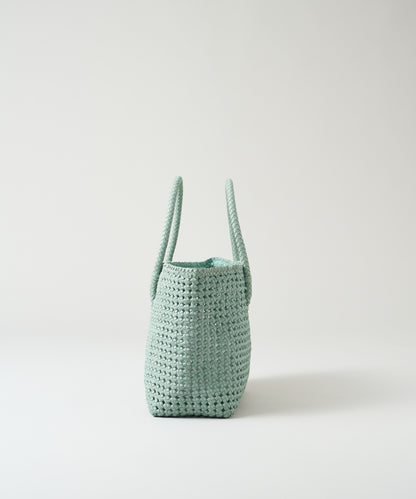 #16/ Basket tote bag S (sage green) / goatskin "GOAT MESH "