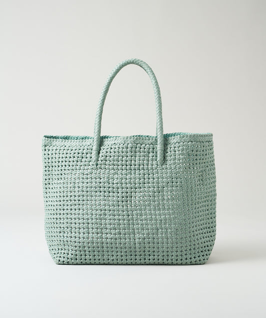#16/ Basket tote bag L (sage green) / goatskin "GOAT MESH "