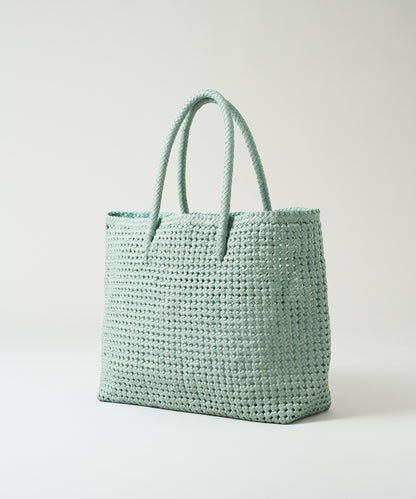 #16/ Basket tote bag L (sage green) / goatskin "GOAT MESH "