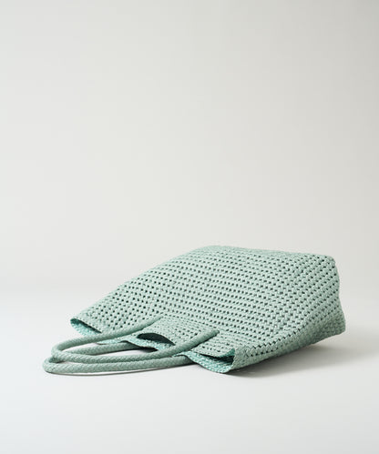 #16/ Basket tote bag L (sage green) / goatskin "GOAT MESH "