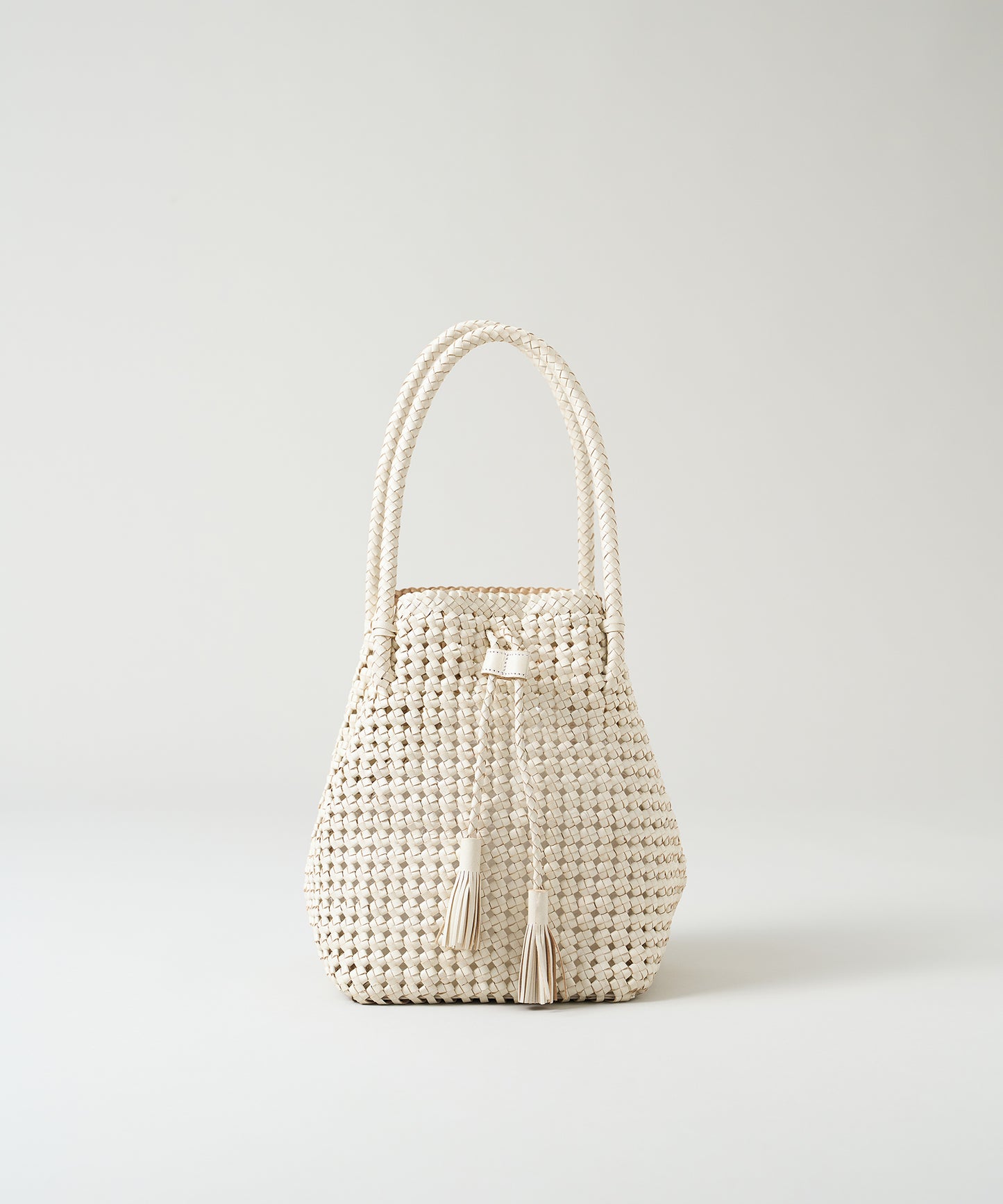 #16/ Tassel tote bag (oatmeal) / goatskin "GOAT MESH "