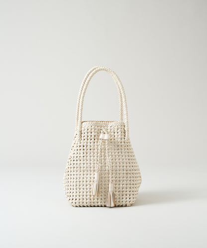 #16/ Tassel tote bag (oatmeal) / goatskin "GOAT MESH "