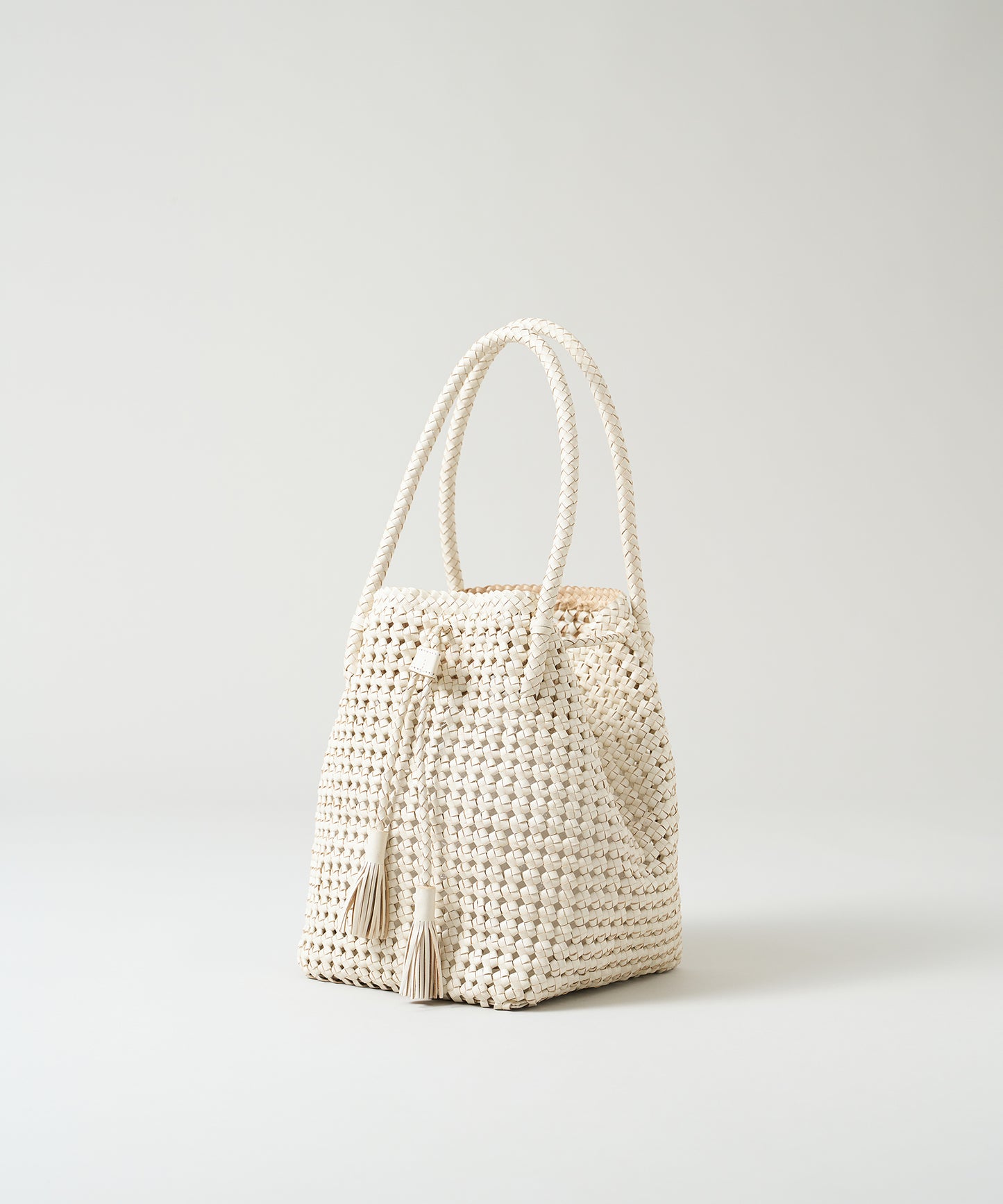 #16/ Tassel tote bag (oatmeal) / goatskin "GOAT MESH "