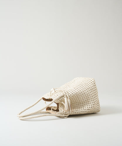 #16/ Tassel tote bag (oatmeal) / goatskin "GOAT MESH "