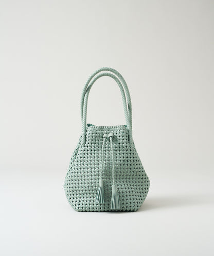 #16/ Tassel tote bag (sage green) / goatskin "GOAT MESH "