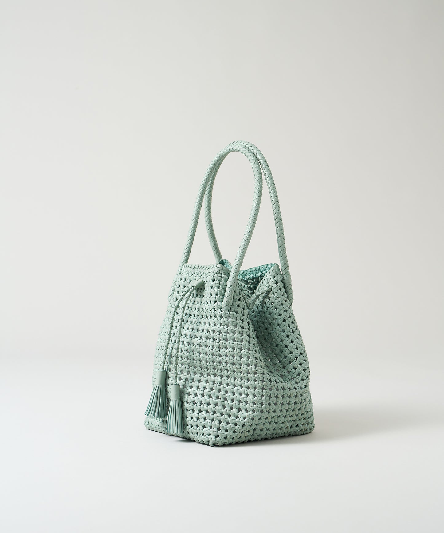 #16/ Tassel tote bag (sage green) / goatskin "GOAT MESH "