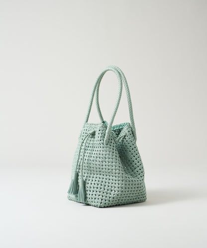 #16/ Tassel tote bag (sage green) / goatskin "GOAT MESH "