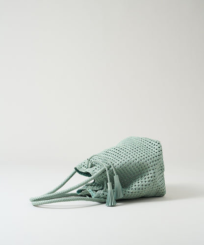 #16/ Tassel tote bag (sage green) / goatskin "GOAT MESH "