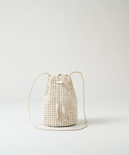 #16/ Tassel bottle shoulder (oatmeal) / goatskin "GOAT MESH "