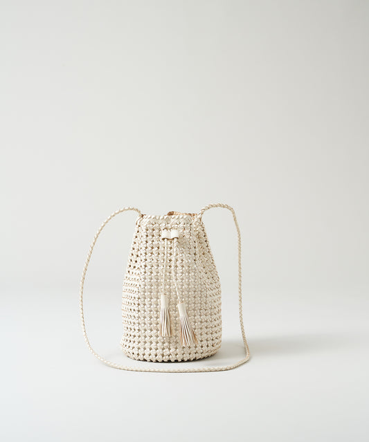 #16/ Tassel bottle shoulder (oatmeal) / goatskin "GOAT MESH "