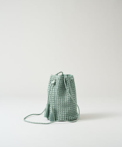 #16/ Tassel bottle shoulder (sage green) / goatskin "GOAT MESH"