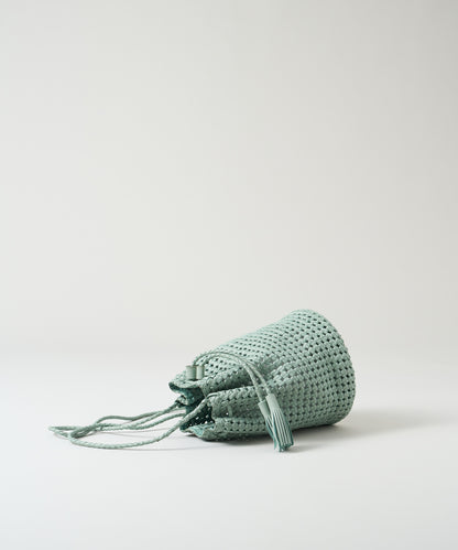 #16/ Tassel bottle shoulder (sage green) / goatskin "GOAT MESH"