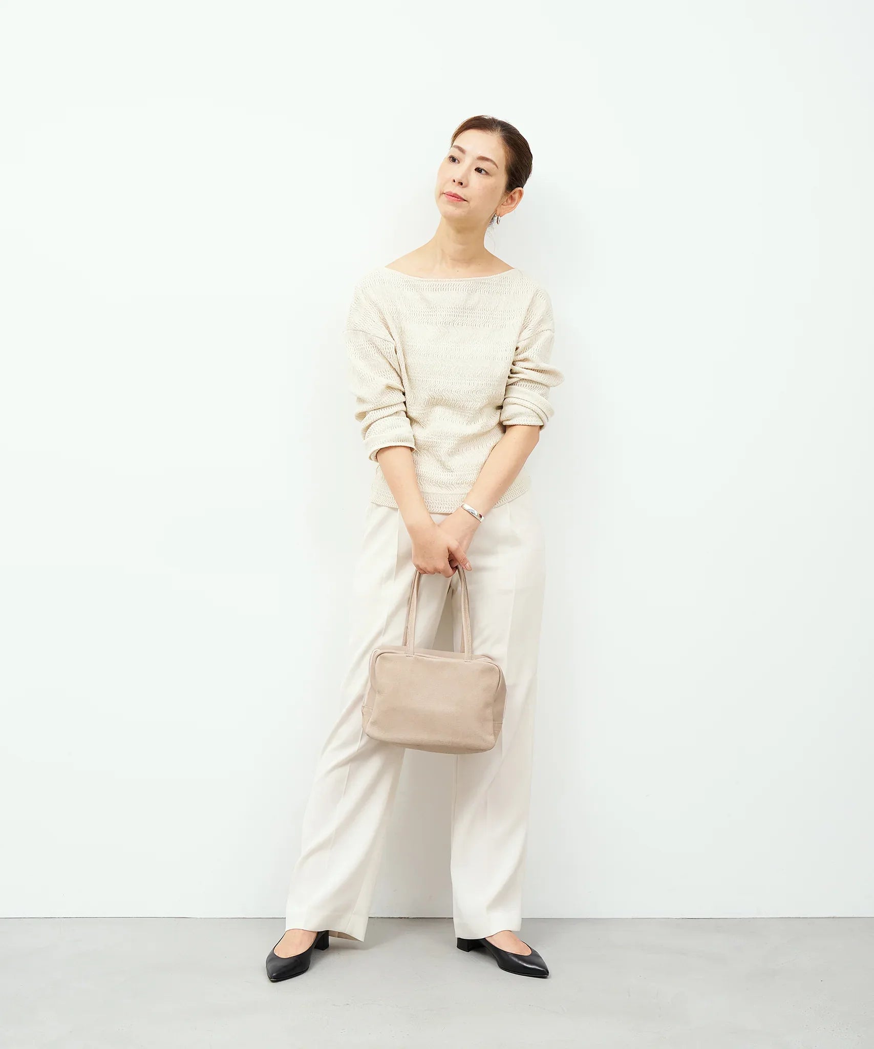 REN / Tokyo 】Square Pigskin Bag with Zipper - Japanese-Made, High
