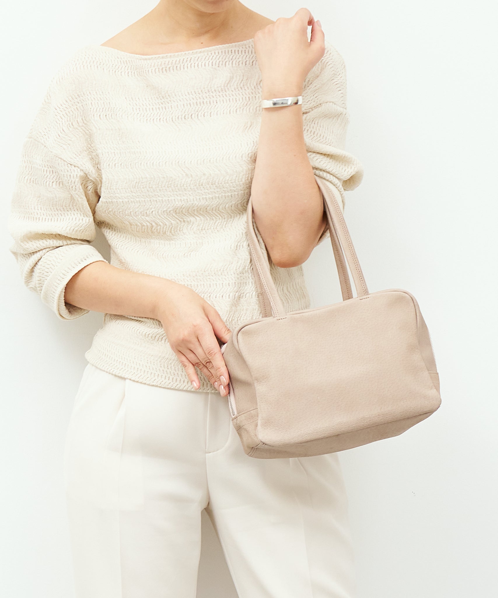 REN / Tokyo 】Square Pigskin Bag with Zipper - Japanese-Made, High