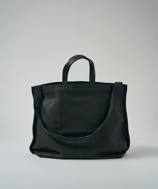 #30/ Basic zip tote Bag (black) / pigskin "HALLIE"