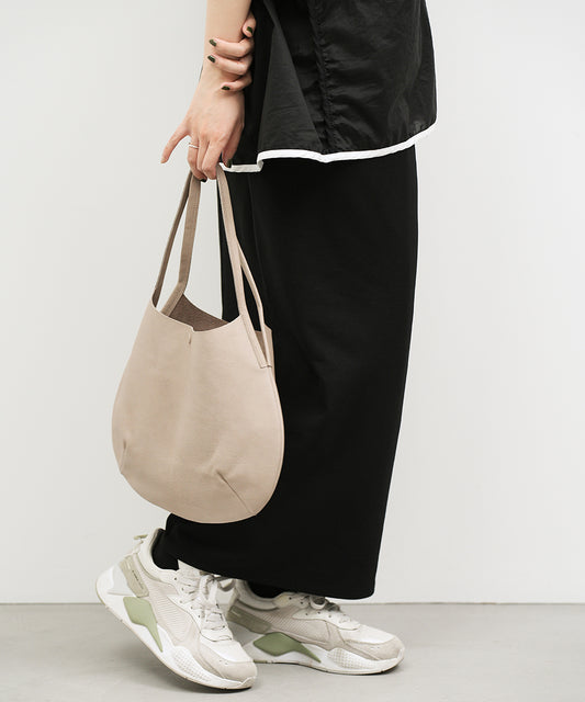 #30/ Circle tote bag (pink beige) / pigskin "HALLIE"