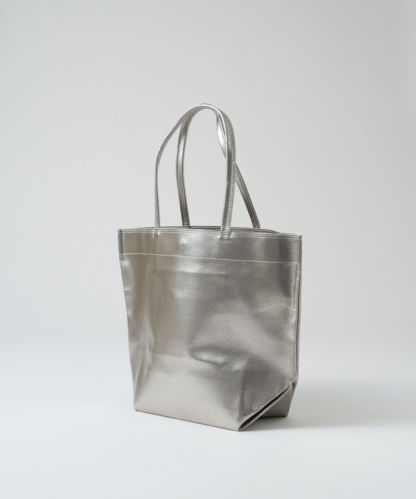 #36/ Lunch bag M (silver) / pigskin "LUSTRA"