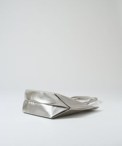 #36/ Lunch bag M (silver) / pigskin "LUSTRA"