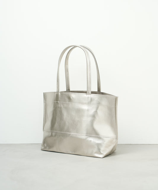 Wide tote M - Silver / pigskin Lustra