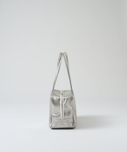 #36/ Square duffel XS (silver) / pigskin "LUSTRA"