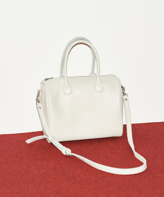 #52 / Mini boston bag (ivory) / cowhide "VALENCIA"