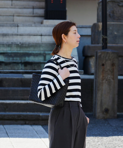 Mercado tote bag - Black / cowhide Buffalo mesh