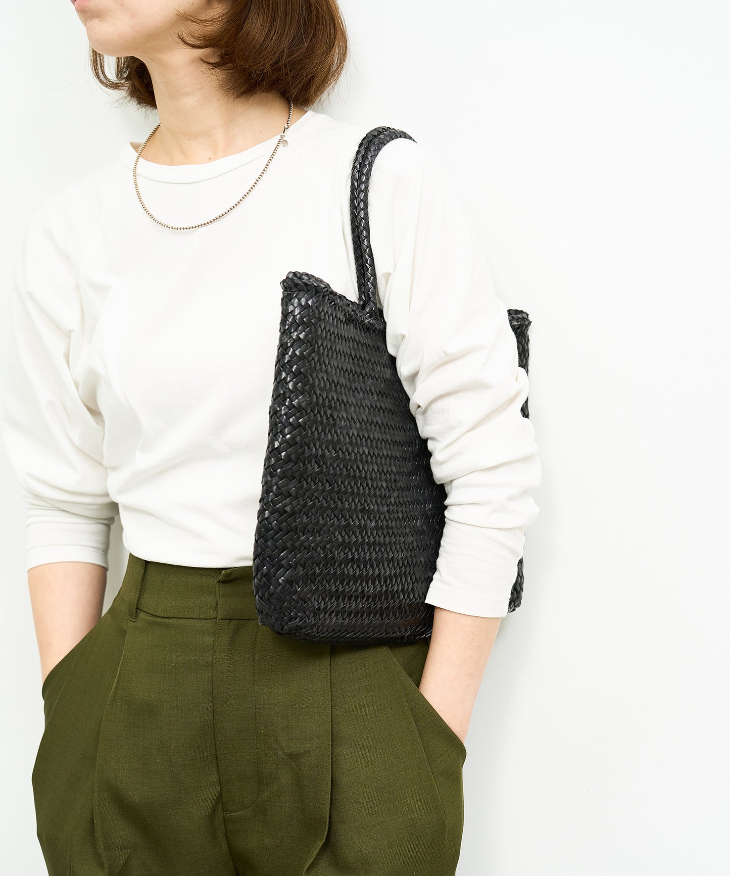 Mercado shopper bag - Black / cowhide Buffalo mesh