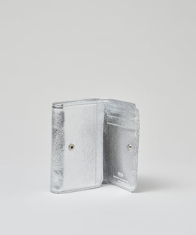 Postman wallet S -silver / goatskin Glitter