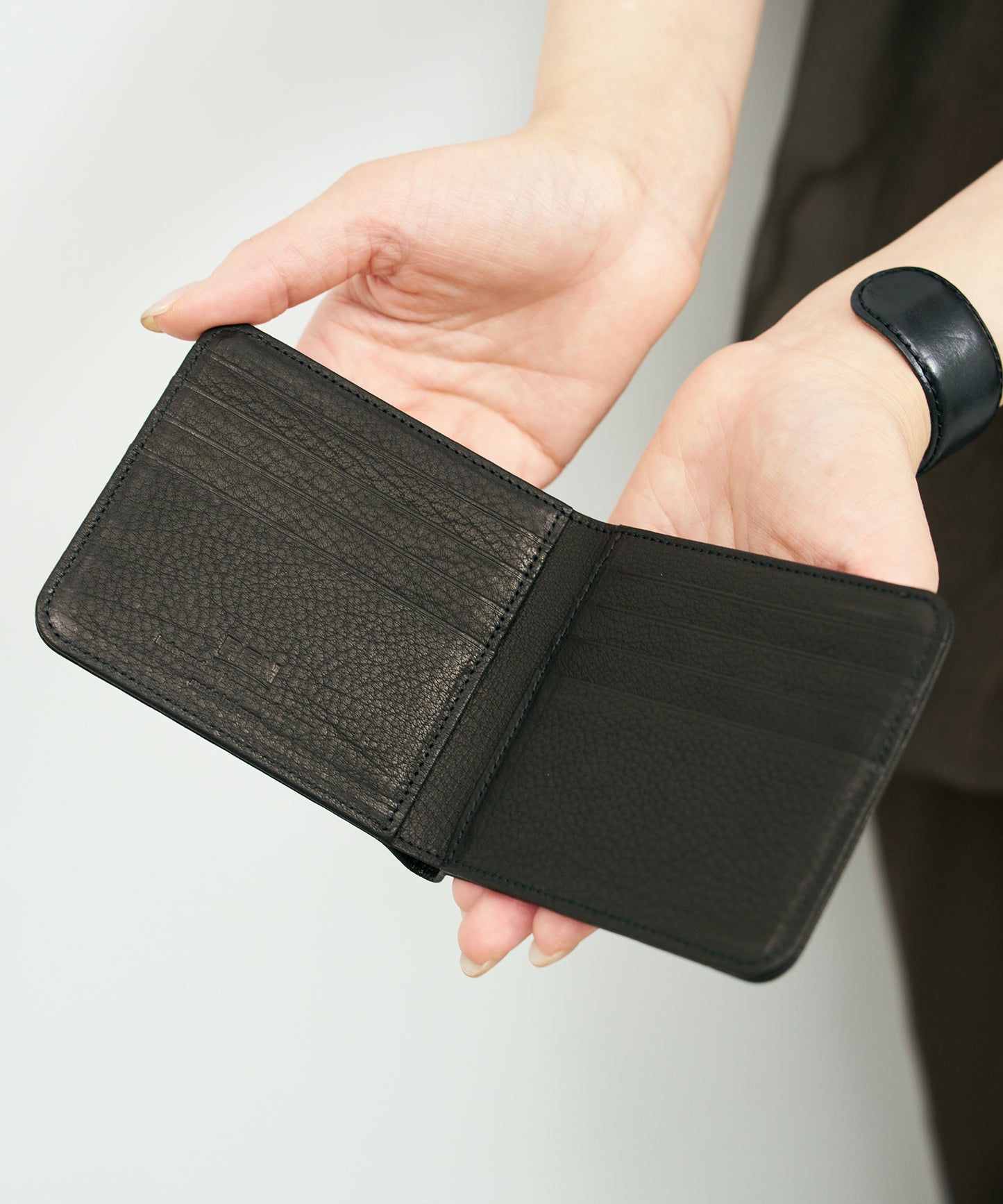 Patch pocket wallet - Black / Baby buffalo leather