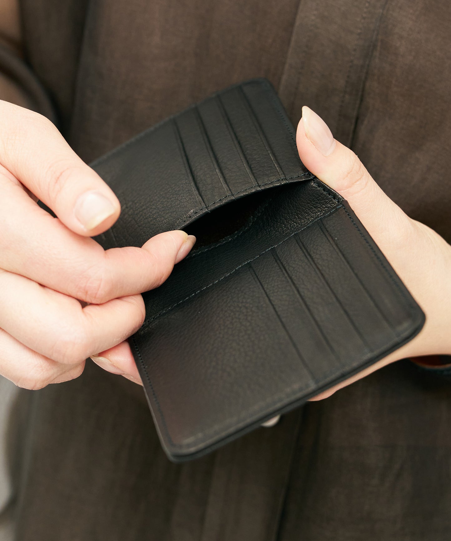 Patch pocket wallet - Black / Baby buffalo leather